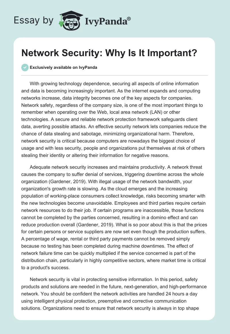 Importance Of Network Security Essay