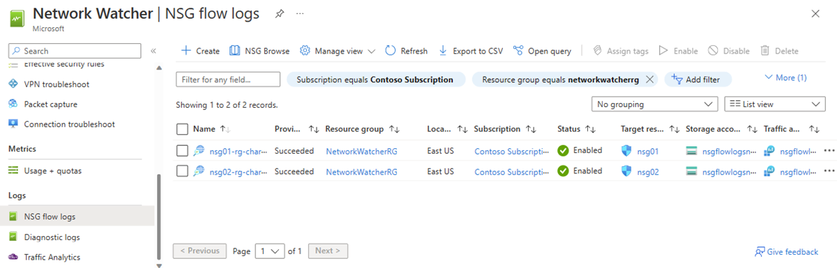 Azure Network Security Group Logging