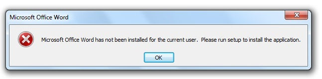 Microsoft Office Is Not Installed For The Current User