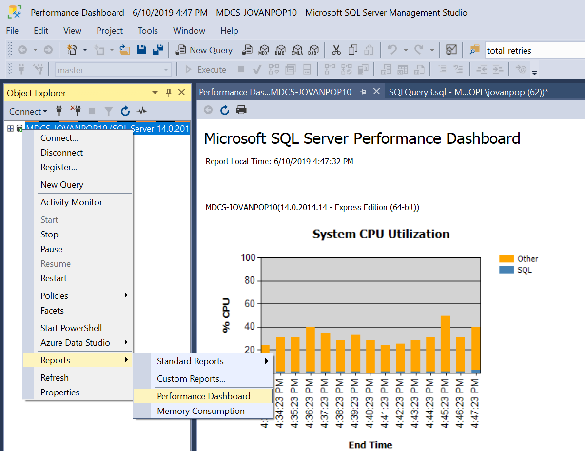 Get SQL Server CPU Utilization Query