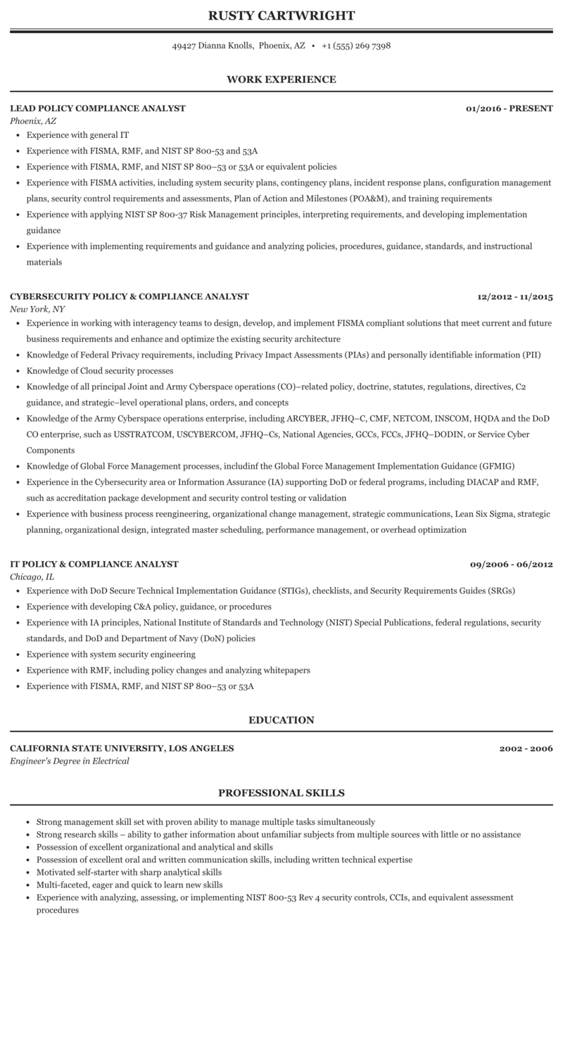 Cybersecurity Policy And Compliance Analyst