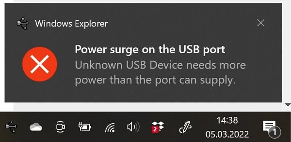 Power Surge On USB Port Windows 11