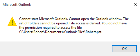 Cannot Start Microsoft Outlook File Access Is Denied