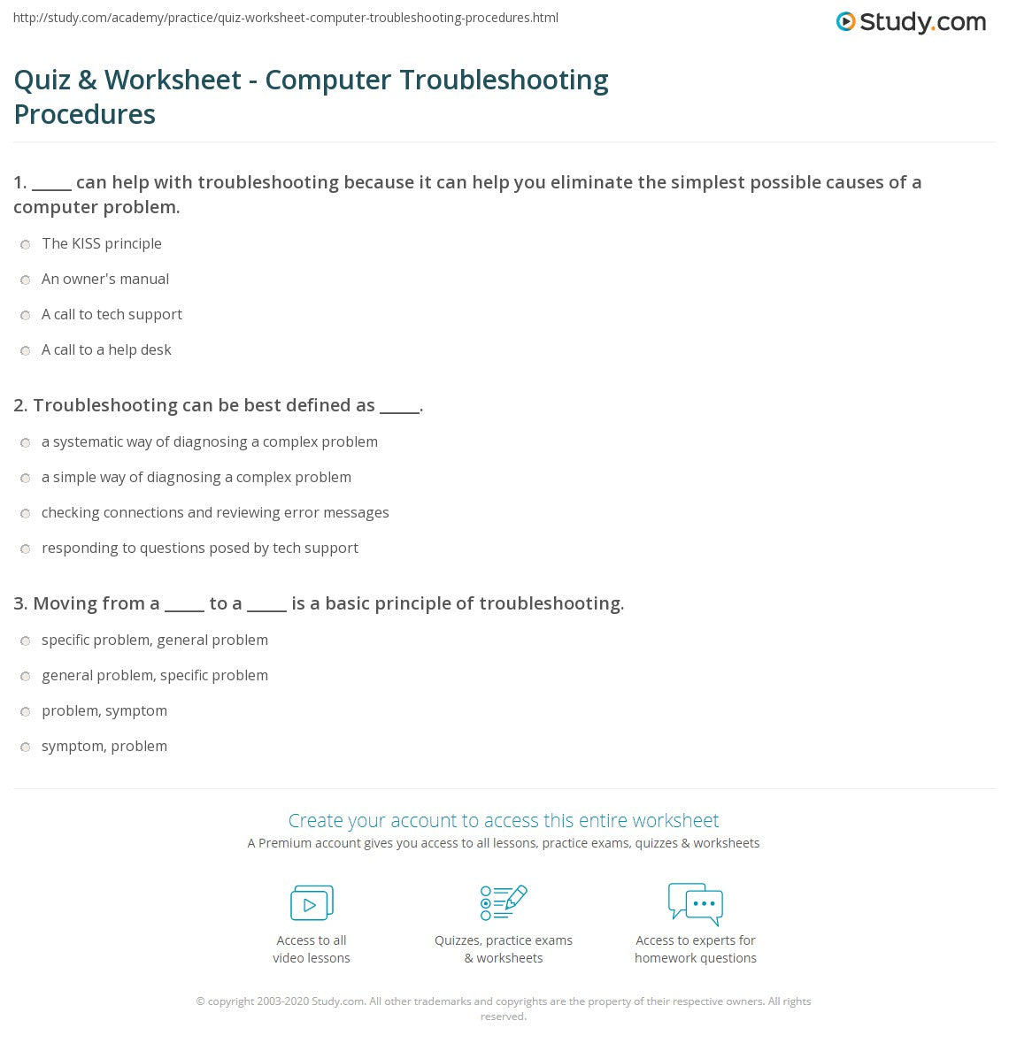 Computer Hardware Troubleshooting Questions And Answers