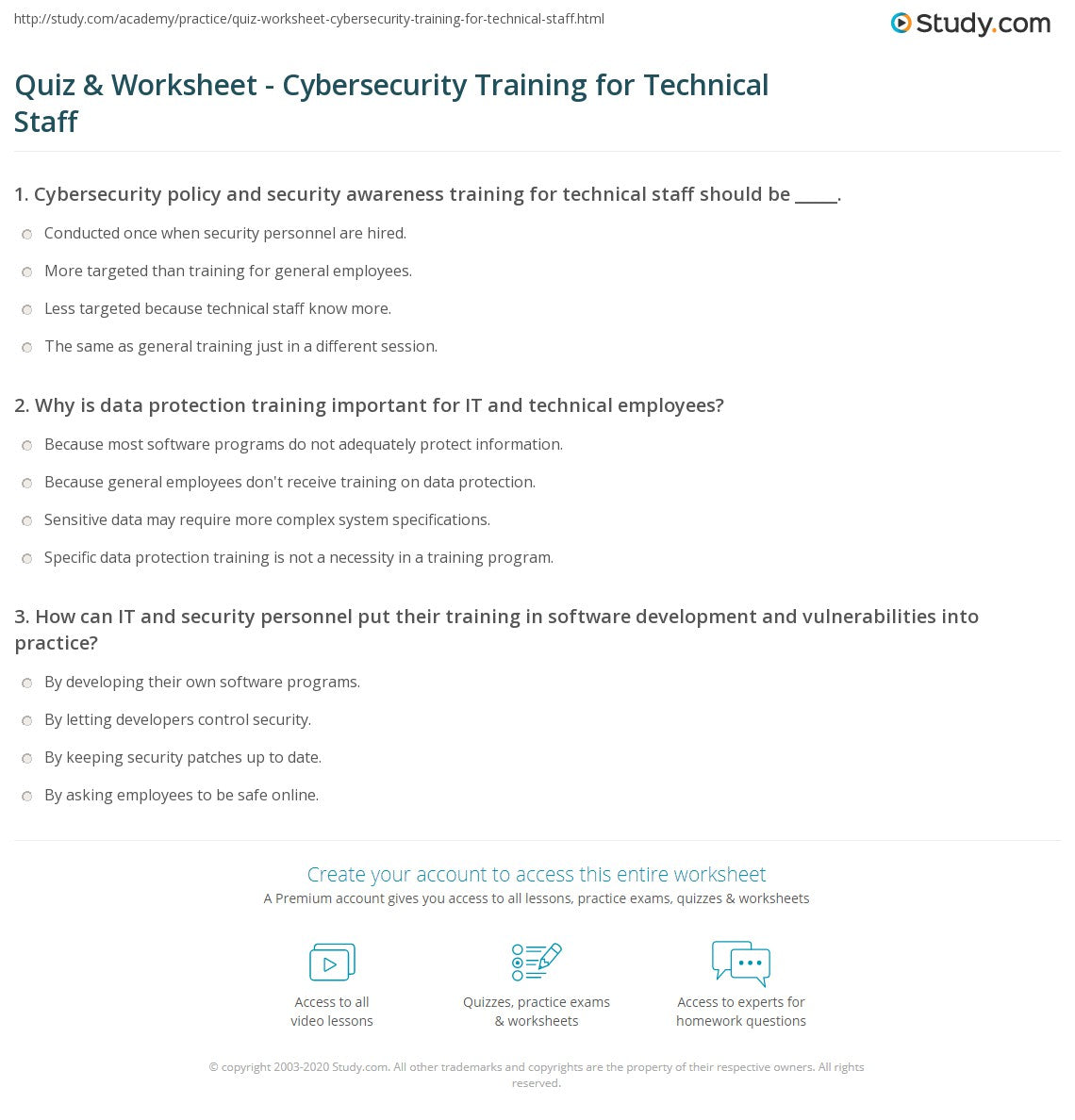 Cybersecurity For Technical Staff Course Test