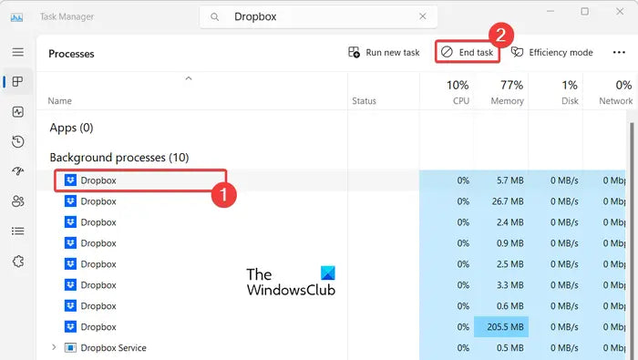 Dropbox Tray Assistant High CPU