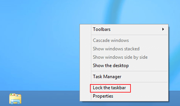 How To Unlock Taskbar Windows 8