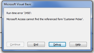 Microsoft Access Cannot Find The Referenced Form