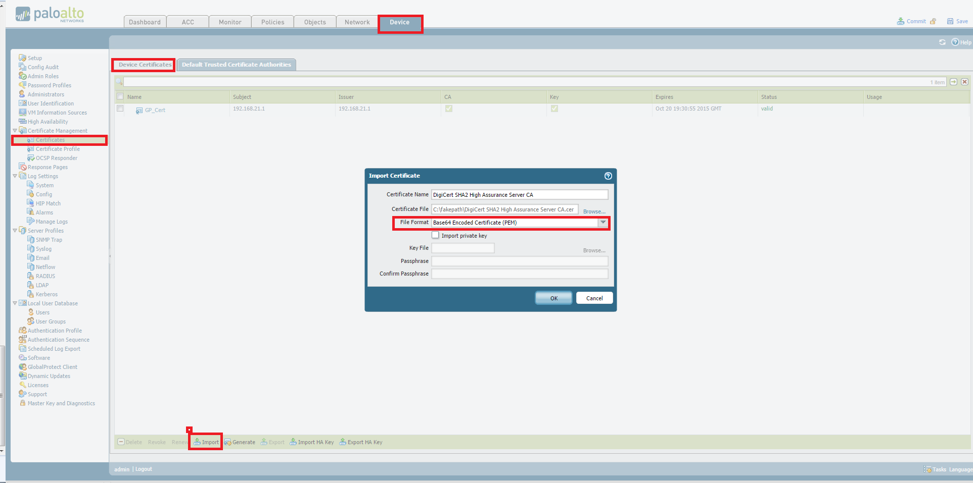 How To Import Certificate In Palo Alto Firewall