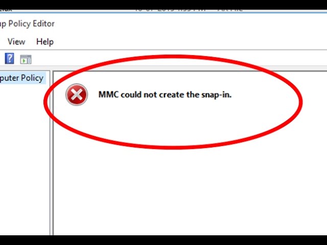 MMC Could Not Create The Snap In Windows 8