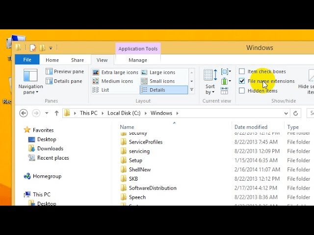 How To Show File Extensions In Windows 8