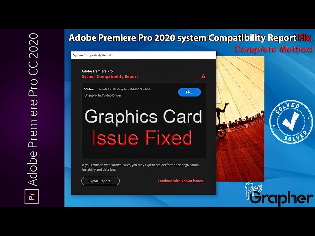 Adobe Premiere Pro Graphics Card Compatibility