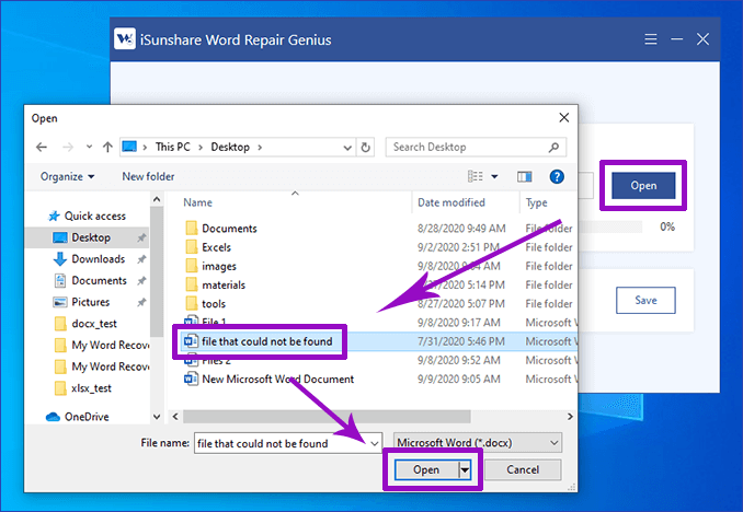 Microsoft Word File Could Not Be Found