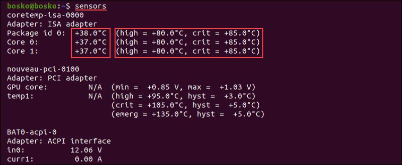 Check CPU Temperature Linux Command Line