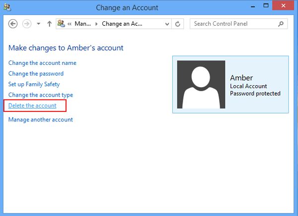 How To Delete A User Account On Windows 8