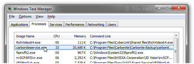 Carbonite Secure Backup Engine High CPU