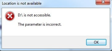 The Parameter Is Incorrect Windows 8