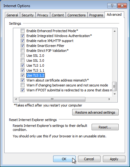 How To Enable Tls And SSL Protocols Windows 8