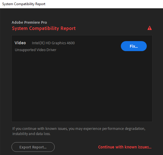 Premiere Pro Not Detecting Graphics Card