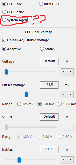 CPU System Agent Voltage Offset