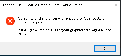 Blender Unsupported Graphics Card Configuration