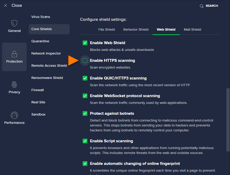 Disable SSL Scanning From Antivirus