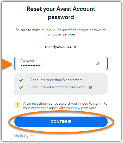 Avast Free Antivirus Password Reset