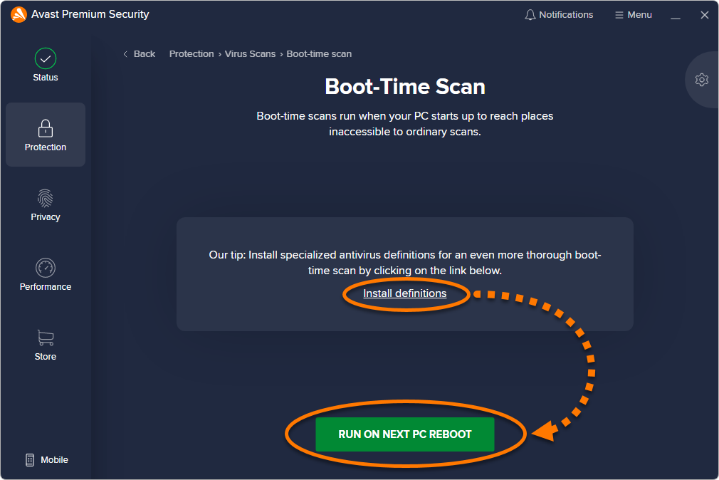 Avast Free Antivirus Boot Scan