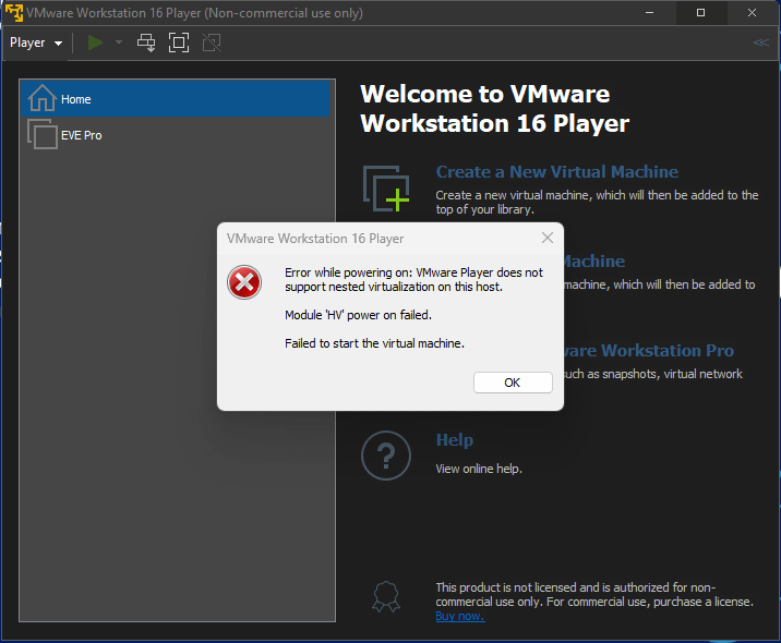 Vmware Workstation Does Not Support Nested Virtualization On This Host