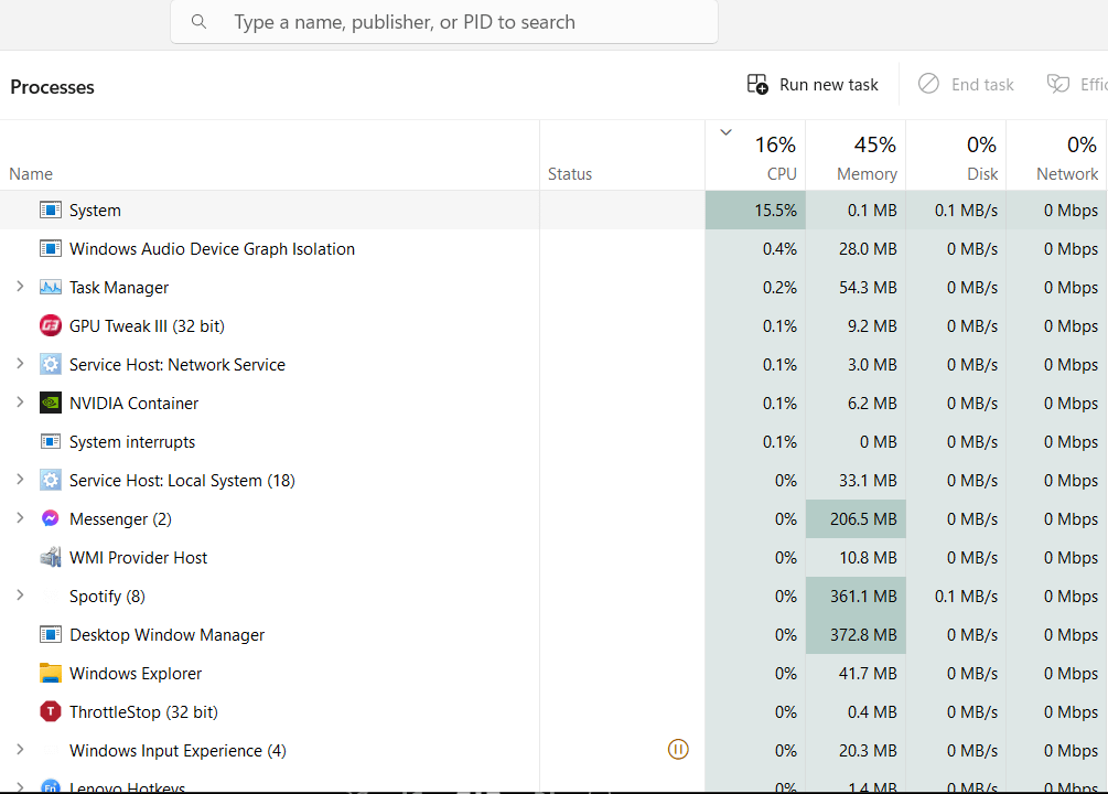 Lenovo Laptop High CPU Usage