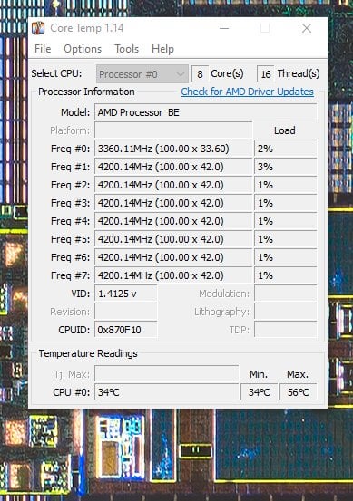 Core Temp Only Showing CPU 0