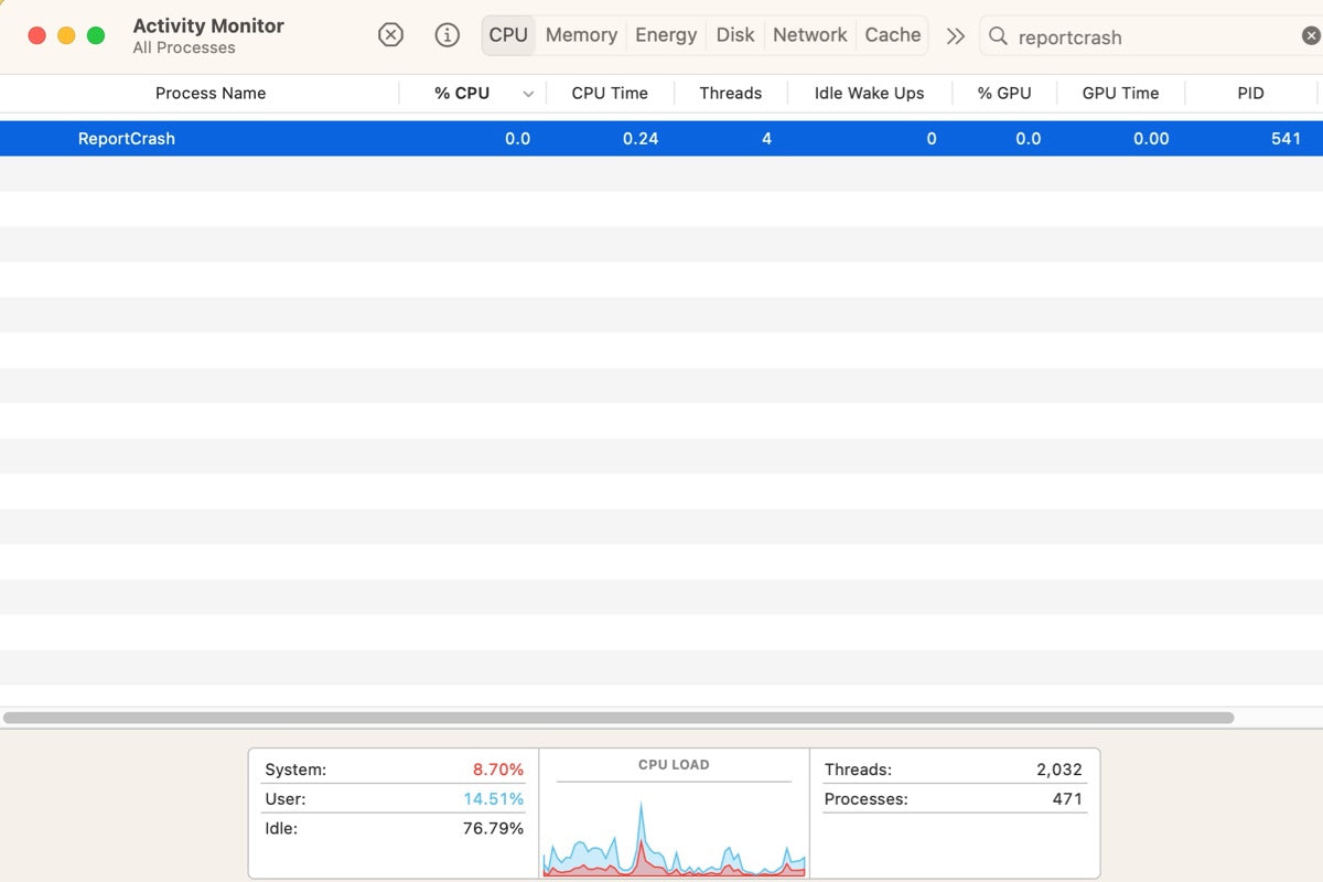 Report Crash Mac High CPU