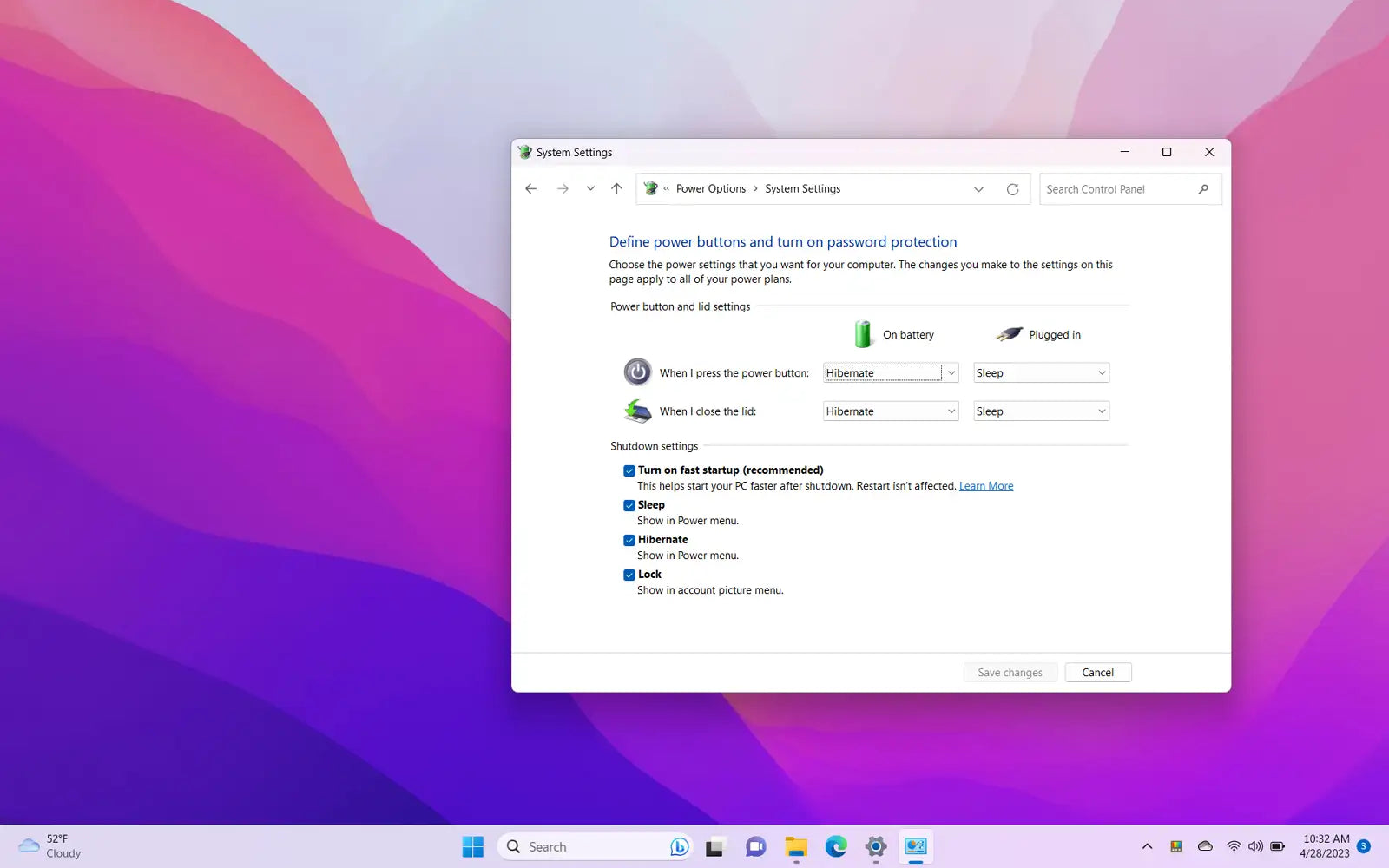 Close Lid Settings Windows 11