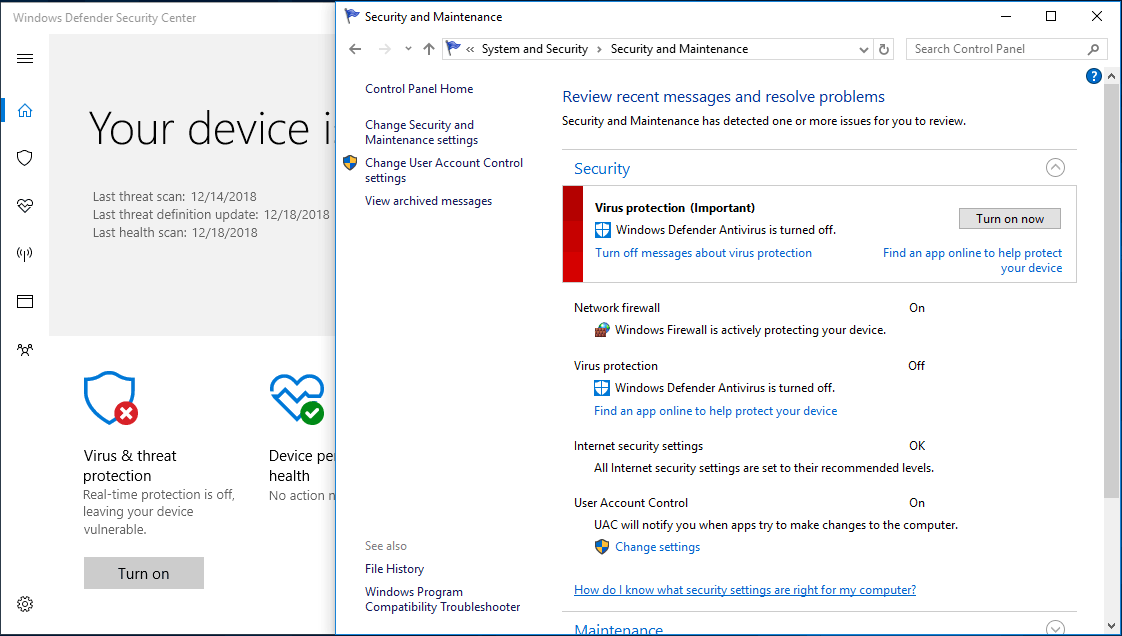 Can’t Turn On Windows Defender Antivirus