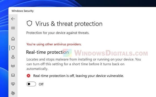 Windows Defender You’re Using Other Antivirus Providers