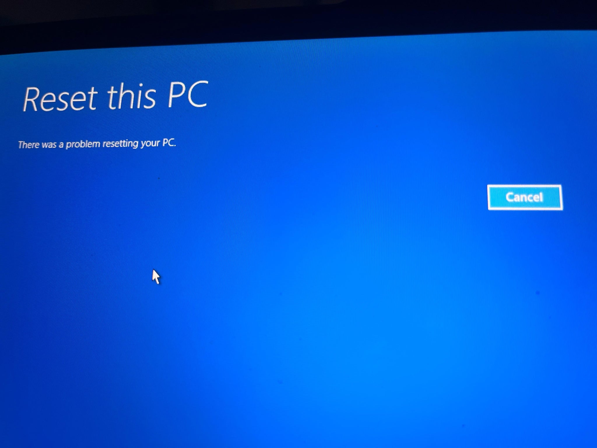 Can’t Reset Windows 10