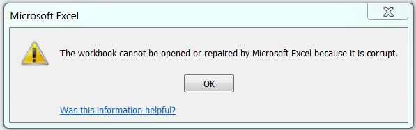 The Workbook Cannot Be Opened Or Repaired By Microsoft Excel