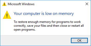 Your Computer Is Low On Memory Windows 8.1