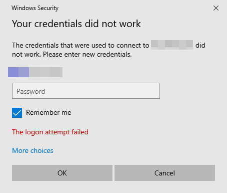 Remote Desktop Windows Security Your Credentials Did Not Work
