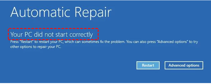 Windows 10 Your PC Did Not Start Correctly