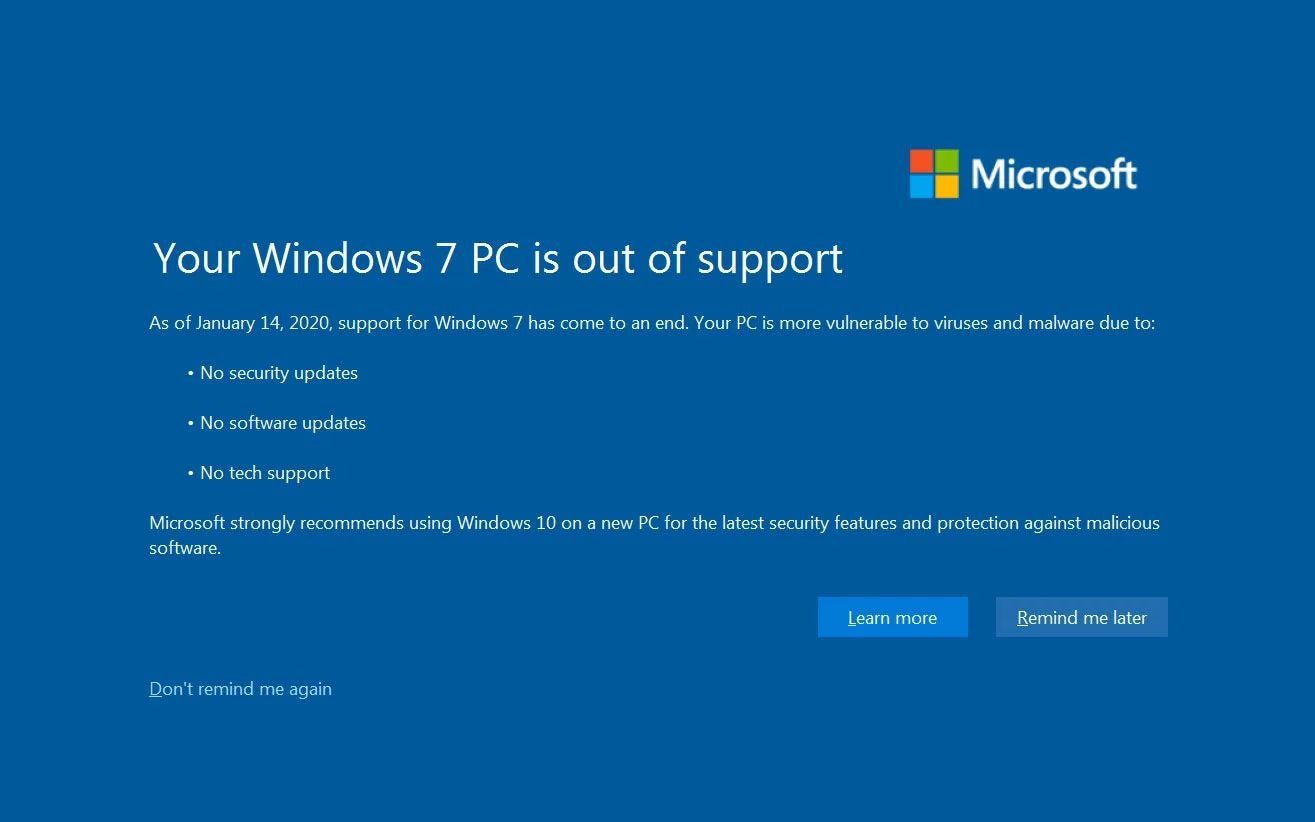 When Was Windows 7 Discontinued