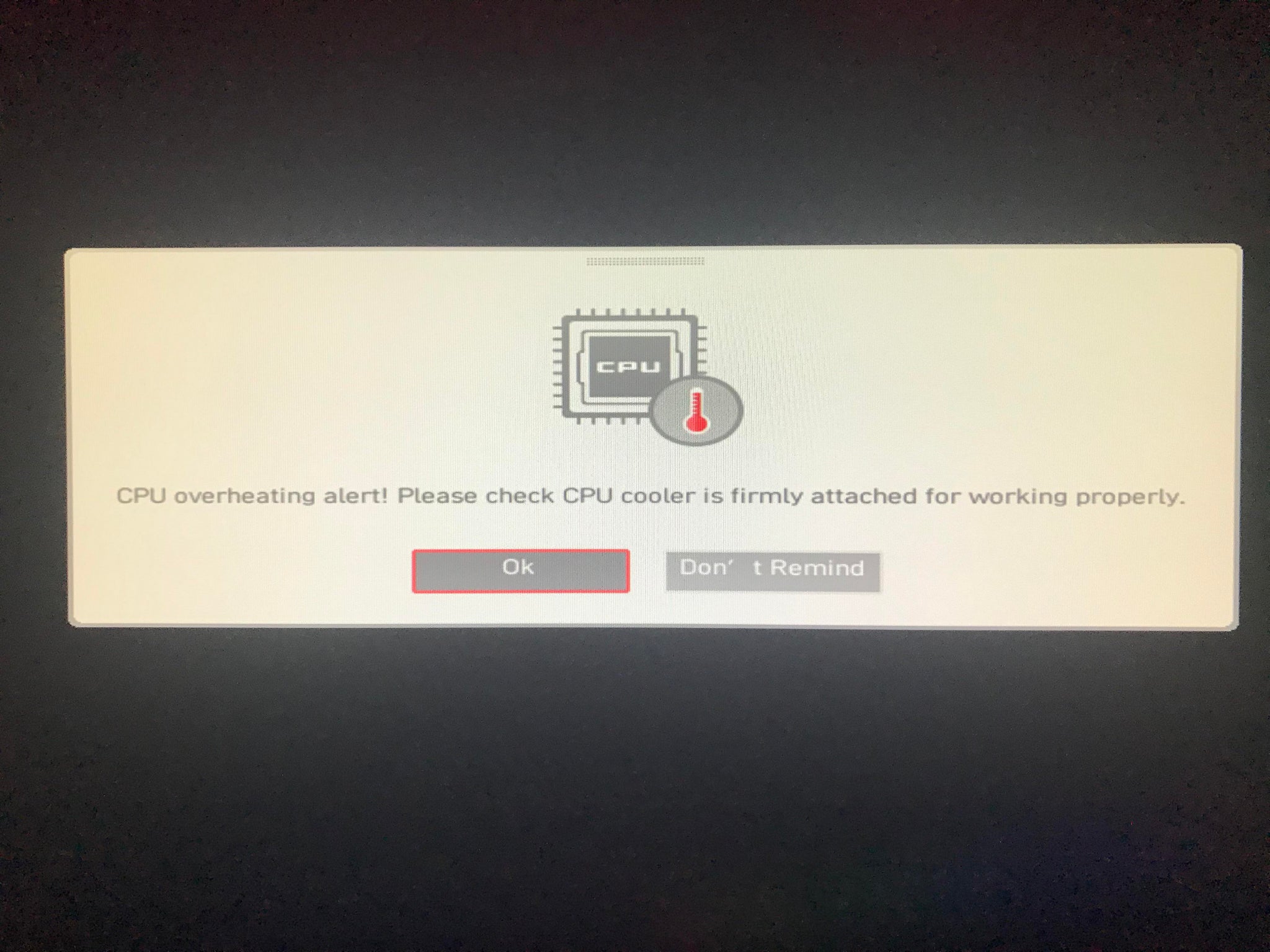 CPU Overheating Alert On Startup